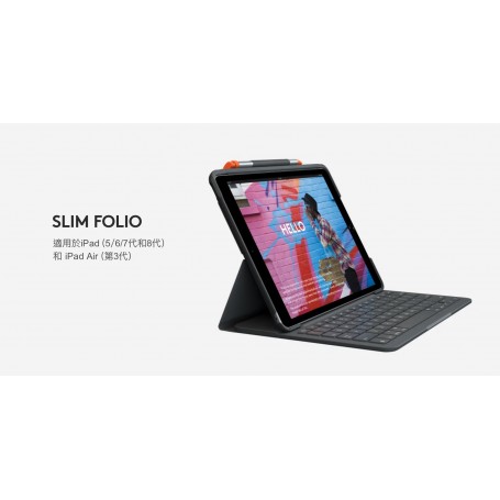 Logitech SLIM FOLIO 適用於iPad (5/6/7 & 8代) 和 iPad Air (3代)